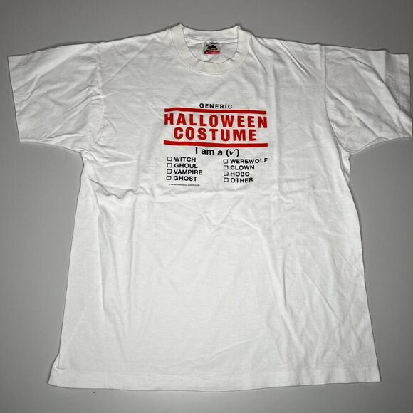 80s Vintage Fruit of the Loom Halloween Costume T-Shirt XL USA Made Funny Tee - Picture 1 of 13